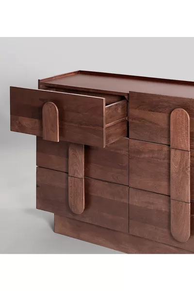 Роло масив тъмен орех скрин с 6 чекмеджета