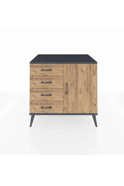 خزانة كرونوس مع رف واحد، 4 أدراج وباب واحد، أنترسايت-صنوبر