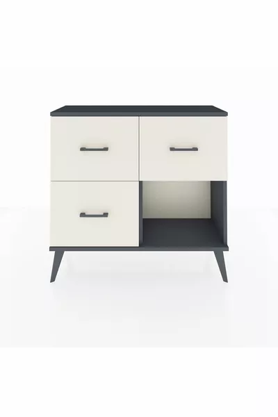 Commode Arges 3 tiroirs Anthracite-Anthracite/Pierre de lune