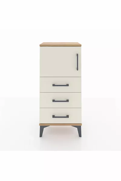 Arges Komodin Single Shelf 3-Drawer Single Door Pine-Aytaşı