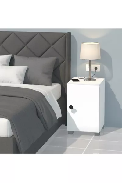 خزانة جانبية بيضاء مفردة من باناما مع غطاء قابل للتوجيه سواء لليمين أو اليسار