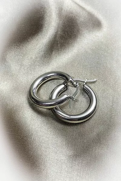 Çelik Kararmaz - 2 Pieces Premium Domed Hoop Earrings Oval Gold Thick Earrings for Women zincironline