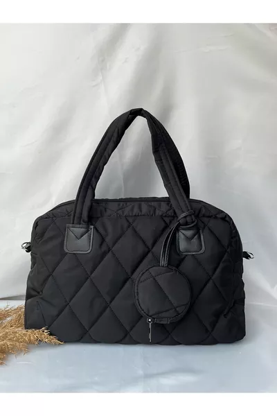 Siyah Büyük Boy Paraşüt Kumaş Çapraz Askılı Valiz Boy Çanta El Ve Omuz Çanta Büyük Geniş Çanta