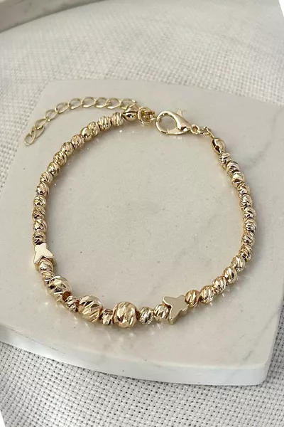 Women's Trend Gold Dorica Sparkle Butterfly Detail Bracelet