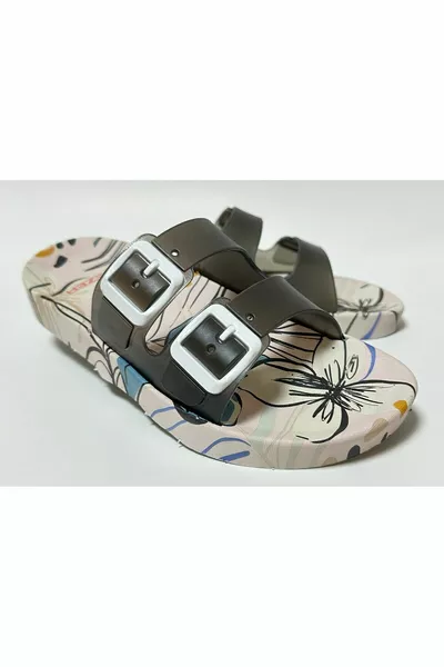 Chaussons pour femmes à semelle anatomique antidérapante, blanc, double bande, sans boucle, pour la maison, la rue, les invités et les sols humides