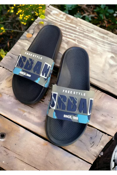 شبشب رجالي يومي بنقشة تمويه للشاطئ والمسبح والحديقة والبحر