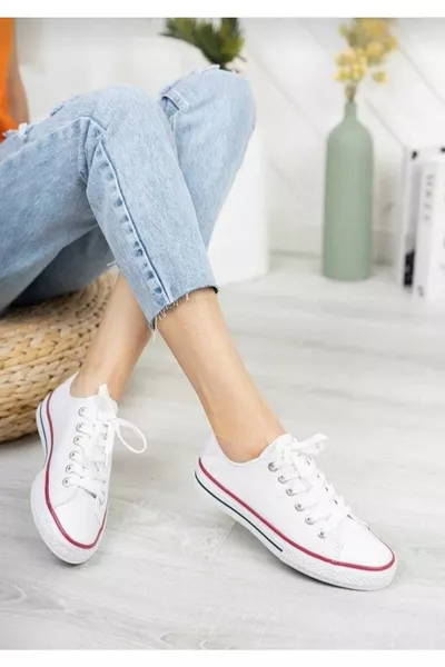 Unisex Short White Linen Sneaker