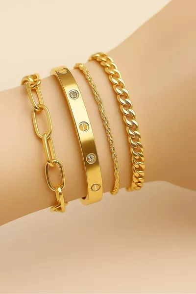 سوار مجموعة مطلي بالذهب