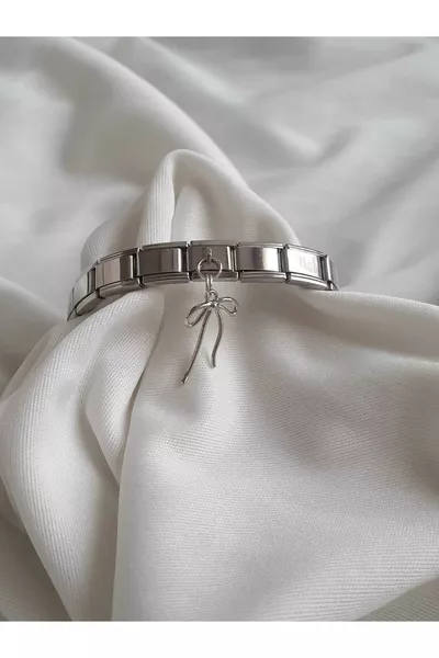 سوار تعويذة إيطالي بشريط فولاذي ومنديل