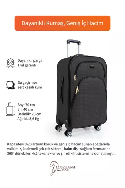 Medium Size 4-Wheel Fabric Suitcase Anthracite 