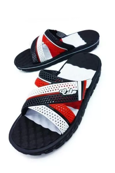 شبشب رجالي أزرق داكن للبحر والشاطئ والصيف واليوميات مع قاعدة تدليك ومضاد للانزلاق