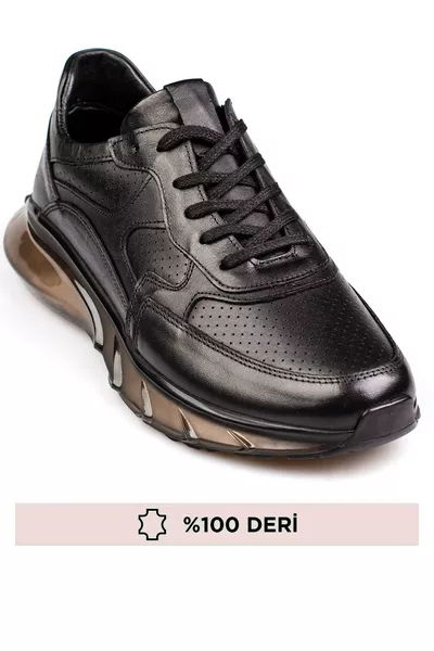 Echtes Leder, durchsichtige Luftsohle, Herrenleder-Schuh innen und außen