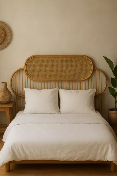 لوح رأس سرير مزدوج من الخيزران و راتان، لوح رأس سرير مزدوج من الخيزران، سم