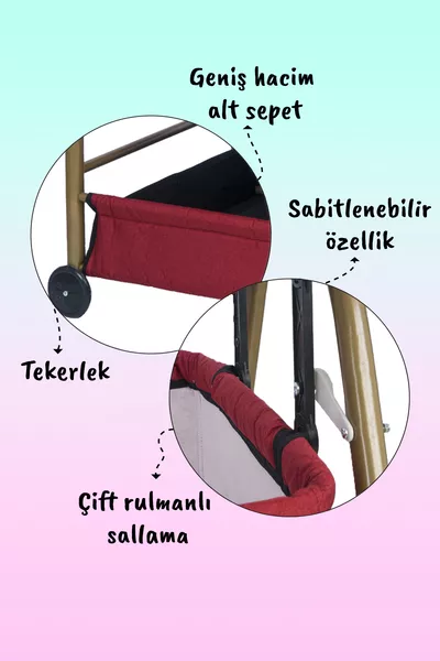 أرجوحة سرير محمولة من قماش الكتان الذهبي يمكن تعليقها وتثبيتها