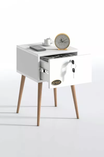 خزانة جانبية خشبية بساقين مع درج وقفل من كومودين تشينتاي بايز