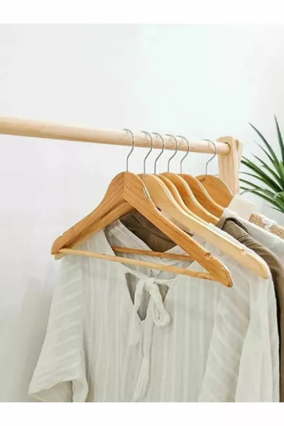 Wooden Stand Clothing Hanger Hall Tree Wardrobe Rack  x  cm