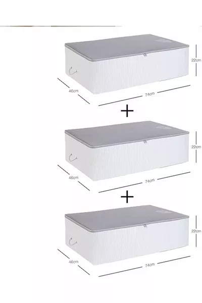 Home Textile 3'lü Mega Boy Gri Renk Stuff & Things Baza Altı Hurç Set