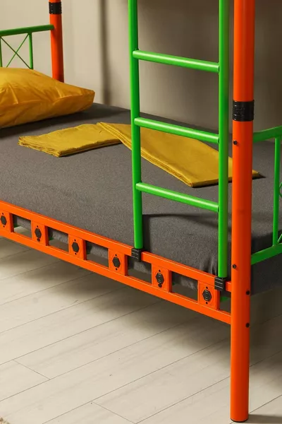Carme Chambre d'Enfant Lits Superposés et Cadres de Lit Métalliques Orange Vert