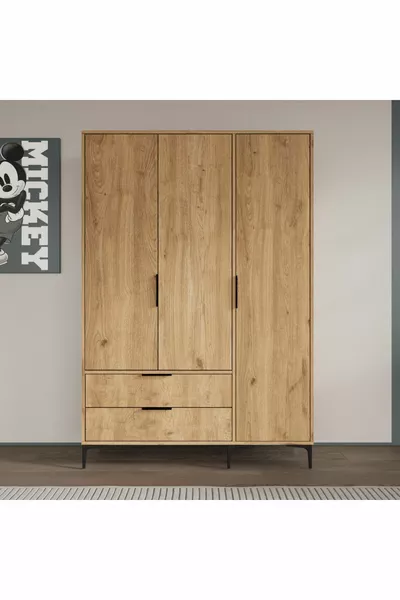 خزانة أيدان مع درج بثلاث أبواب وسلة كاملة، خزانة ملابس، خزانة بأرفف