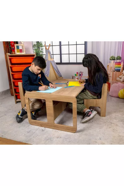 طاولة أنشطة للأطفال - طاولة لعب ودراسة للأطفال لشخصين