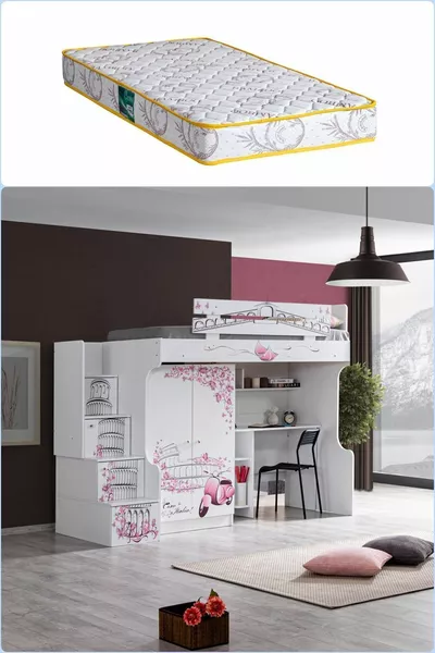 Bunk Bed, Pisa Bunk Bed Wardrobe Desk 1 Piece Comfort Bed