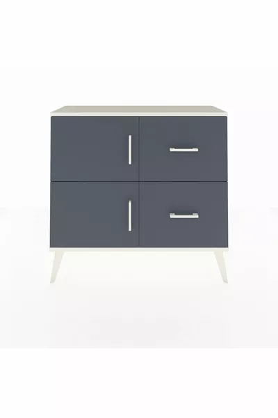 خزانة أرجيس مع رف واحد، درجين، وغطاءين، لون حجر القمر-أنتراسيت