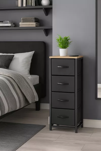 4-Drawer Dresser Bedroom Organizer Kids' Room Organizer Leather Drawer Toy Cabinet