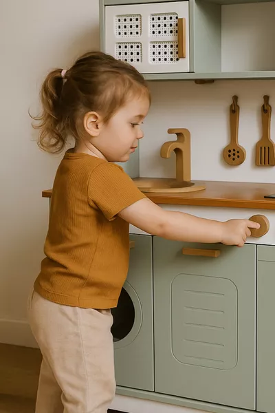 Мини Шеф Деревянный Кухонный Набор с Частями и Подарком LED