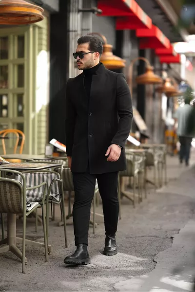 معطف رجالي من صوف بقصة ضيقة ومناسب للموسم الجديد