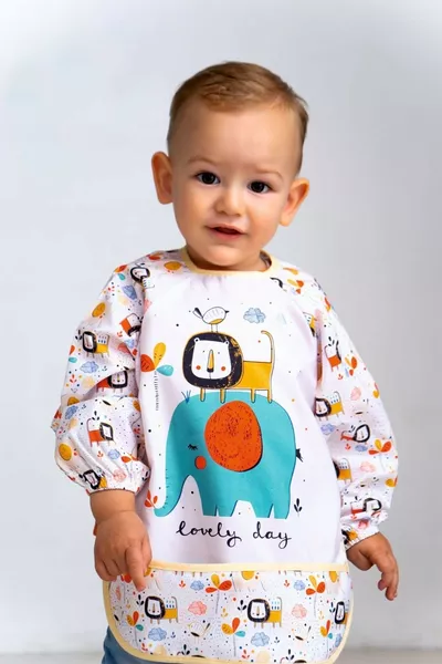 مريلة رضاعة للأطفال بأكمام طويلة