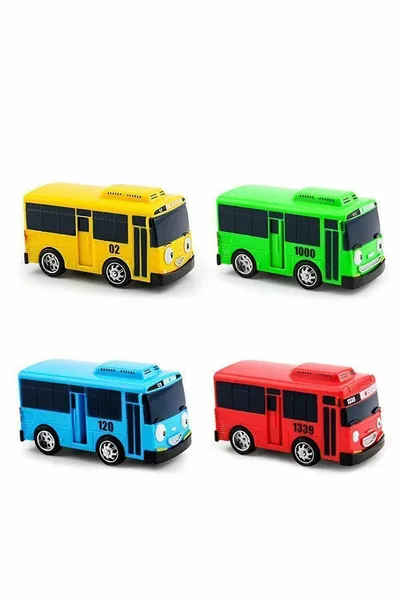Set di 4 autobus giocattolo Tayo 7 cm con meccanismo pull-back
