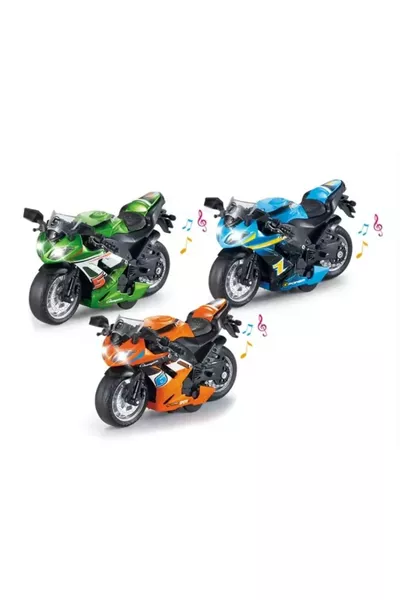 Moto jouet de qualité à friction, production spéciale de l'étranger, cm. 1 pièce, bleu, orange, rouge