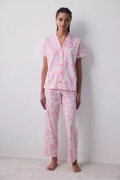 Rhea Cotton Shirt and Pants Pajama Set