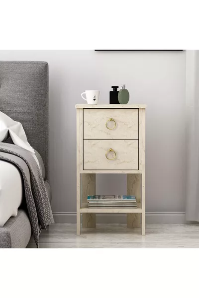 خزانة جانبية جوهريه ذات درجين - ترافرتين