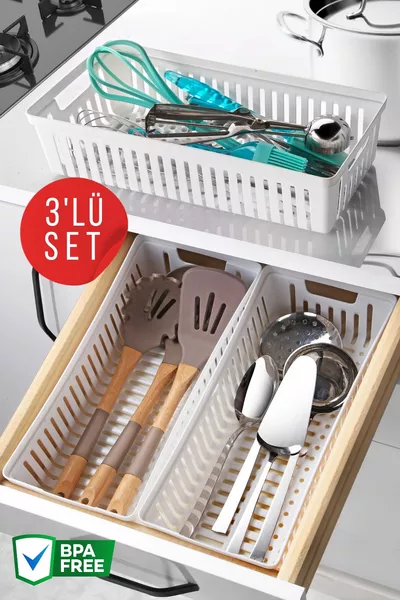 Organisateur pour tiroir de 3 pièces pour couteaux et cuillères