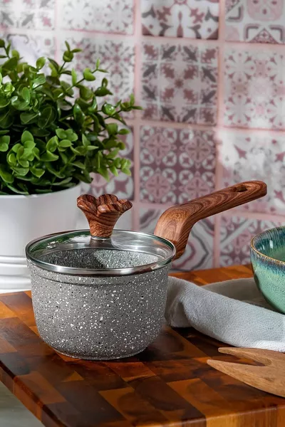 Donker Zilver Biograniet Mini Sauspannetje  cm