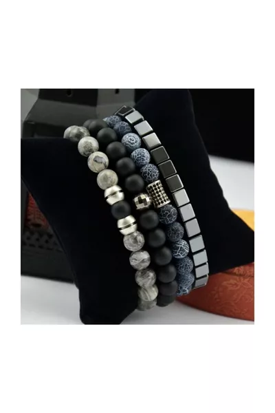 Men's 4-Piece Natural Stone Bracelet Set