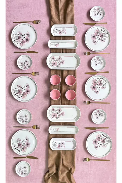 Açelya Lux Reliëf -Delige 6-Persoons Ontbijtserviesset