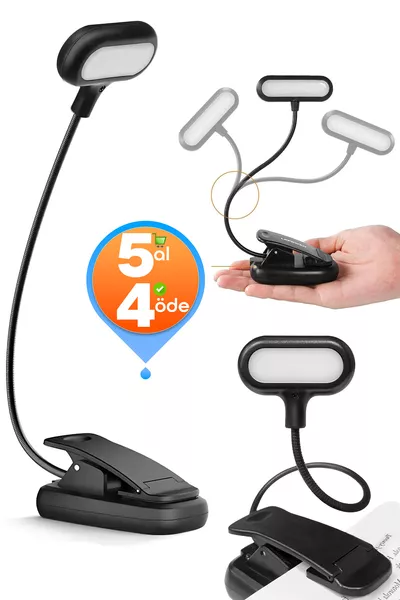 Мини-лампа для чтения с зажимом и светодиодом, работающая на батарейках, настольная лампа для чтения книг