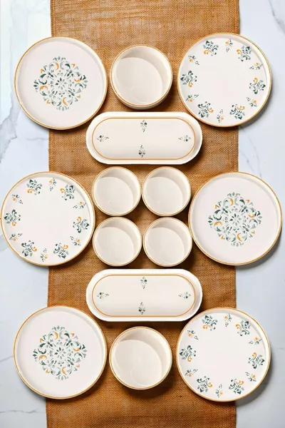 Klasik  Parça 6 Kişilik Stackable Kahvaltı Takımı - Lüx Kahvaltılık Sunum Seti Tabağı