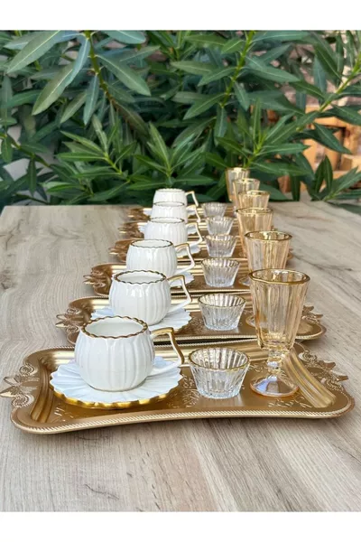 Set de café avec plateau marguerite de  pièces pour 6 personnes