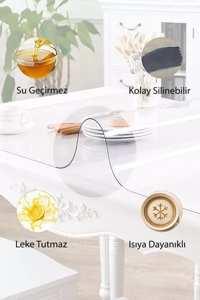 غطاء طاولة شفاف من PVC سميك مضاد للانزلاق (خالي من الرائحة)