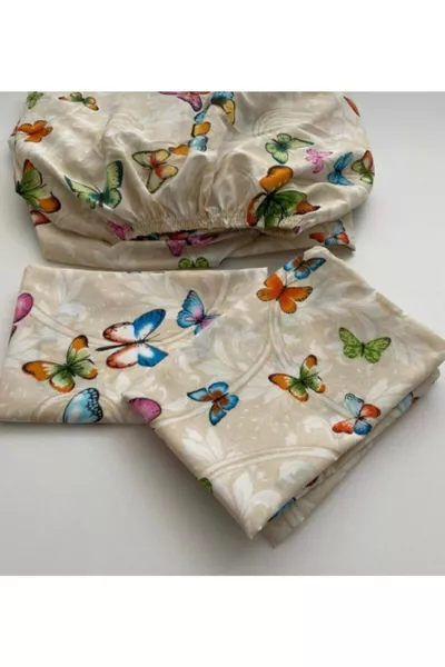 ملاءة سرير مصنوعة من القماش مع رباط + غطاء وسادة مع غطاء