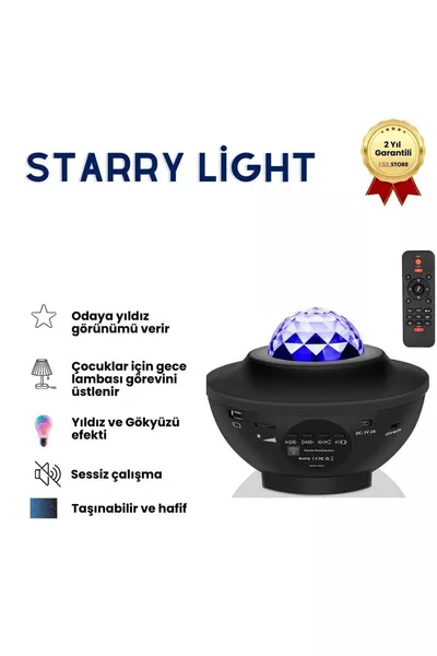Projecteur Starry Enceinte Bluetooth Lampe de Nuit Haut-parleur de Fête avec Lumières LED RGB