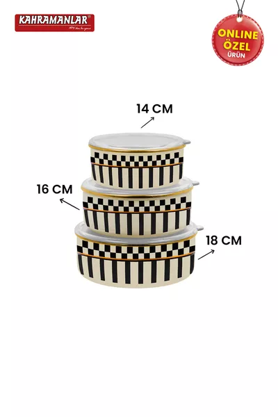 Prime Cream комплект от 3 емайлирани контейнера за съхранение