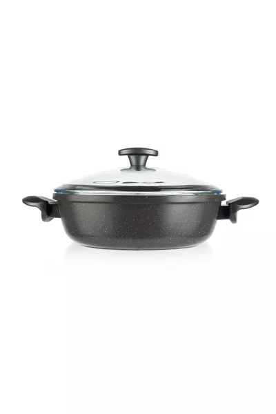 Ensemble de 3 casseroles et poêle en granit - Gris -  cm
