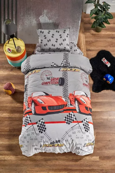 Fitted Sheet Sports Car Children's Duvet Cover Set Single Bed