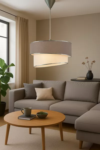 Рузгар Модерен Единичен Висящ Полилей Светло Сив 