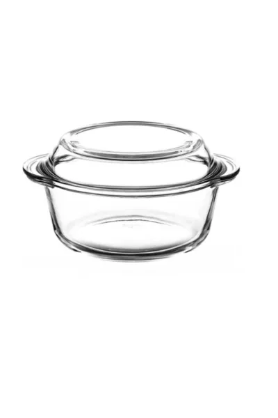 Casserole en verre avec couvercle rond  ,,7 cm  cc
