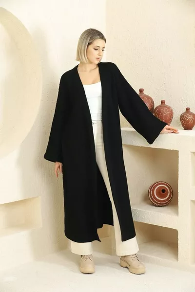 V-hals Gebreid Vest met Oversized Lange Mouwen, Zelfgedetecteerd Dik, Tot de Pols, Winter Comfortabel